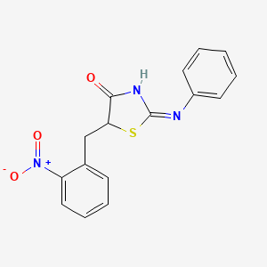 molecular formula C16H13N3O3S B2607915 (E)-5-(2-nitrobenzyl)-2-(phenylimino)thiazolidin-4-one CAS No. 303793-72-8