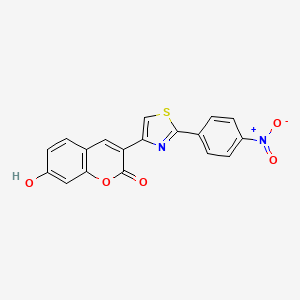 molecular formula C18H10N2O5S B2607917 7-hydroxy-3-[2-(4-nitrophenyl)-1,3-thiazol-4-yl]-2H-chromen-2-one CAS No. 422272-91-1