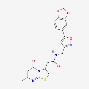N-((5-(benzo[d][1,3]dioxol-5-yl)isoxazol-3-yl)methyl)-2-(7-methyl-5-oxo-3,5-dihydro-2H-thiazolo[3,2-a]pyrimidin-3-yl)acetamide
