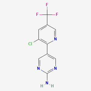 molecular formula C10H6ClF3N4 B2607932 5-[3-Chloro-5-(trifluoromethyl)-2-pyridinyl]-2-pyrimidinamine CAS No. 339010-54-7