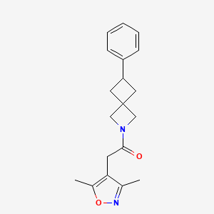 molecular formula C19H22N2O2 B2607937 2-(3,5-Dimethyl-1,2-oxazol-4-yl)-1-{6-phenyl-2-azaspiro[3.3]heptan-2-yl}ethan-1-one CAS No. 2379989-15-6