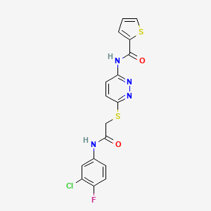 N-(6-((2-((3-chloro-4-fluorophenyl)amino)-2-oxoethyl)thio)pyridazin-3-yl)thiophene-2-carboxamide