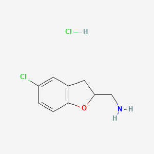 molecular formula C9H11Cl2NO B2607948 (5-Chloro-2,3-dihydro-1-benzofuran-2-yl)methanamine;hydrochloride CAS No. 29027-42-7