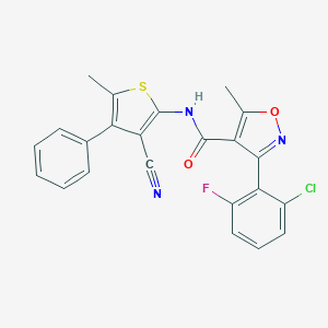 3-(2-chloro-6-fluorophenyl)-N-(3-cyano-5-methyl-4-phenylthiophen-2-yl)-5-methyl-1,2-oxazole-4-carboxamide