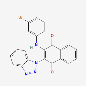molecular formula C22H13BrN4O2 B2607954 2-(1H-benzo[d][1,2,3]triazol-1-yl)-3-((3-bromophenyl)amino)naphthalene-1,4-dione CAS No. 850782-40-0