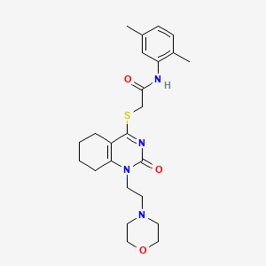 molecular formula C24H32N4O3S B2607956 N-(2,5-dimethylphenyl)-2-((1-(2-morpholinoethyl)-2-oxo-1,2,5,6,7,8-hexahydroquinazolin-4-yl)thio)acetamide CAS No. 898435-54-6