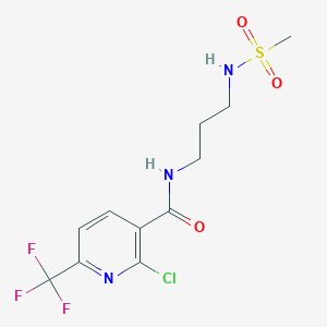molecular formula C11H13ClF3N3O3S B2607957 2-chloro-N-(3-methanesulfonamidopropyl)-6-(trifluoromethyl)pyridine-3-carboxamide CAS No. 1424340-86-2