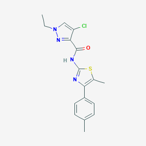 4-chloro-1-ethyl-N-[5-methyl-4-(4-methylphenyl)-1,3-thiazol-2-yl]-1H-pyrazole-3-carboxamide