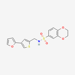 molecular formula C17H15NO5S2 B2607961 N-[[4-(Furan-2-yl)thiophen-2-yl]methyl]-2,3-dihydro-1,4-benzodioxine-6-sulfonamide CAS No. 2380033-48-5