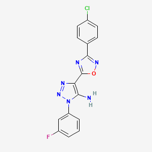 molecular formula C16H10ClFN6O B2607962 5-[3-(4-Chlorophenyl)-1,2,4-oxadiazol-5-yl]-3-(3-fluorophenyl)triazol-4-amine CAS No. 892776-52-2