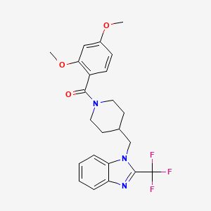 molecular formula C23H24F3N3O3 B2607970 1-{[1-(2,4-dimethoxybenzoyl)piperidin-4-yl]methyl}-2-(trifluoromethyl)-1H-1,3-benzodiazole CAS No. 1211226-10-6