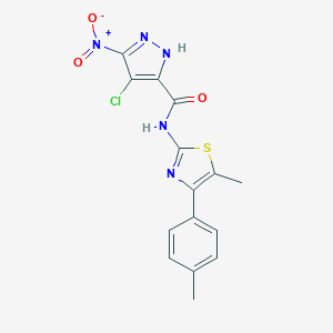 4-chloro-N-[5-methyl-4-(4-methylphenyl)-1,3-thiazol-2-yl]-3-nitro-1H-pyrazole-5-carboxamide