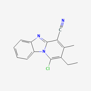 molecular formula C15H12ClN3 B2607981 1-Chloro-2-ethyl-3-methylpyrido[1,2-a]benzimidazole-4-carbonitrile CAS No. 305334-58-1