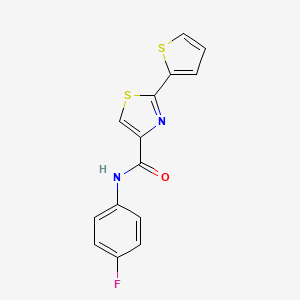 molecular formula C14H9FN2OS2 B2607984 N-(4-fluorophenyl)-2-(thiophen-2-yl)-1,3-thiazole-4-carboxamide CAS No. 400080-68-4