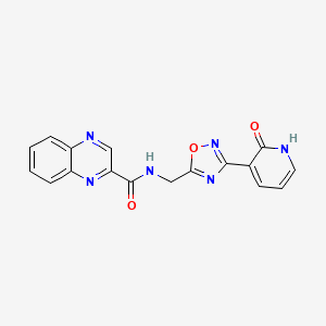 molecular formula C17H12N6O3 B2607987 N-((3-(2-氧代-1,2-二氢吡啶-3-基)-1,2,4-恶二唑-5-基)甲基)喹喔啉-2-甲酰胺 CAS No. 2034225-39-1