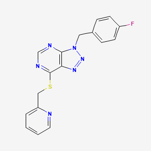 molecular formula C17H13FN6S B2607988 3-(4-fluorobenzyl)-7-((pyridin-2-ylmethyl)thio)-3H-[1,2,3]triazolo[4,5-d]pyrimidine CAS No. 941956-12-3