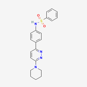 molecular formula C21H22N4O2S B2607990 N-[4-(6-piperidin-1-ylpyridazin-3-yl)phenyl]benzenesulfonamide CAS No. 946318-40-7