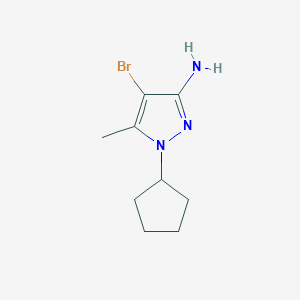 molecular formula C9H14BrN3 B2607991 4-Bromo-1-cyclopentyl-5-methyl-1H-pyrazol-3-amine CAS No. 1006470-75-2