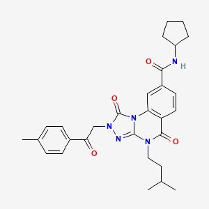 molecular formula C29H33N5O4 B2608004 N-cyclopentyl-4-(3-methylbutyl)-2-[2-(4-methylphenyl)-2-oxoethyl]-1,5-dioxo-1,2,4,5-tetrahydro[1,2,4]triazolo[4,3-a]quinazoline-8-carboxamide CAS No. 1223891-59-5