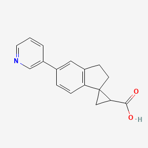 molecular formula C17H15NO2 B2608019 6-Pyridin-3-ylspiro[1,2-dihydroindene-3,2'-cyclopropane]-1'-carboxylic acid CAS No. 2241142-66-3