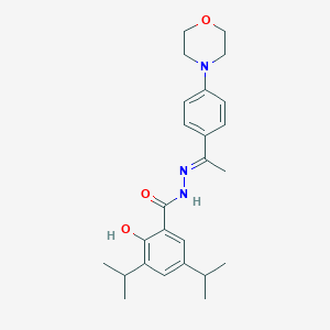 2-hydroxy-N'-{(1E)-1-[4-(morpholin-4-yl)phenyl]ethylidene}-3,5-di(propan-2-yl)benzohydrazide