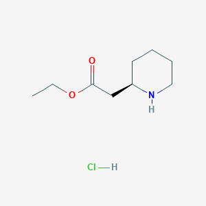 molecular formula C9H18ClNO2 B2608036 Ethyl (R)-2-(piperidin-2-yl)acetate hydrochloride CAS No. 1000291-88-2
