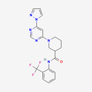1-(6-(1H-pyrazol-1-yl)pyrimidin-4-yl)-N-(2-(trifluoromethyl)phenyl)piperidine-3-carboxamide