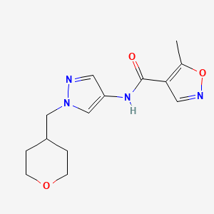 molecular formula C14H18N4O3 B2608063 5-methyl-N-(1-((tetrahydro-2H-pyran-4-yl)methyl)-1H-pyrazol-4-yl)isoxazole-4-carboxamide CAS No. 1705995-54-5