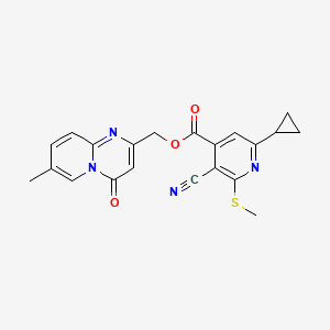 {7-methyl-4-oxo-4H-pyrido[1,2-a]pyrimidin-2-yl}methyl 3-cyano-6-cyclopropyl-2-(methylsulfanyl)pyridine-4-carboxylate