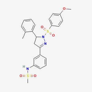 molecular formula C24H25N3O5S2 B2608079 N-{3-[1-(4-甲氧基苯磺酰基)-5-(2-甲基苯基)-4,5-二氢-1H-吡唑-3-基]苯基}甲磺酰胺 CAS No. 851782-50-8