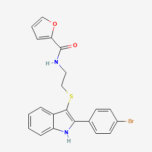 molecular formula C21H17BrN2O2S B2608081 N-(2-{[2-(4-bromophenyl)-1H-indol-3-yl]thio}ethyl)-2-furamide CAS No. 850917-32-7