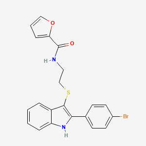 molecular formula C21H17BrN2O2S B2608081 N-(2-{[2-(4-bromophenyl)-1H-indol-3-yl]sulfanyl}ethyl)furan-2-carboxamide CAS No. 850917-32-7