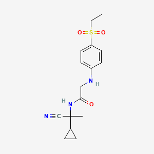 molecular formula C16H21N3O3S B2608088 N-(1-cyano-1-cyclopropylethyl)-2-{[4-(ethanesulfonyl)phenyl]amino}acetamide CAS No. 1241188-46-4