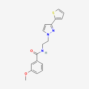 molecular formula C17H17N3O2S B2608091 3-methoxy-N-(2-(3-(thiophen-2-yl)-1H-pyrazol-1-yl)ethyl)benzamide CAS No. 1448137-04-9