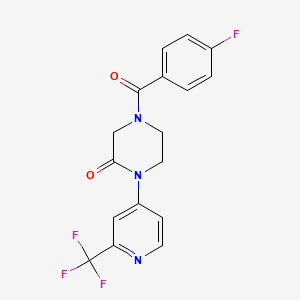 molecular formula C17H13F4N3O2 B2608099 4-(4-Fluorobenzoyl)-1-[2-(trifluoromethyl)pyridin-4-yl]piperazin-2-one CAS No. 2380088-46-8