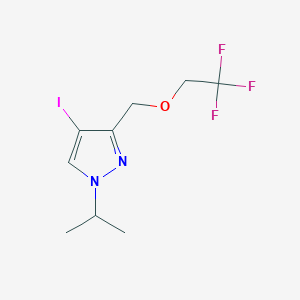molecular formula C9H12F3IN2O B2608101 4-iodo-1-isopropyl-3-[(2,2,2-trifluoroethoxy)methyl]-1H-pyrazole CAS No. 1856023-58-9