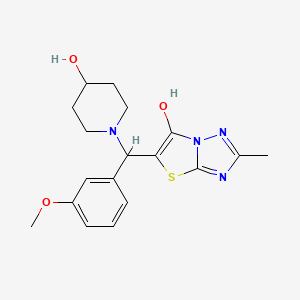 molecular formula C18H22N4O3S B2608125 5-((4-Hydroxypiperidin-1-yl)(3-methoxyphenyl)methyl)-2-methylthiazolo[3,2-b][1,2,4]triazol-6-ol CAS No. 851969-54-5