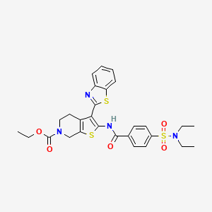 molecular formula C28H30N4O5S3 B2608126 ethyl 3-(1,3-benzothiazol-2-yl)-2-[4-(diethylsulfamoyl)benzamido]-4H,5H,6H,7H-thieno[2,3-c]pyridine-6-carboxylate CAS No. 489471-11-6