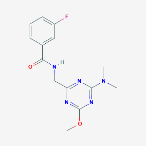 molecular formula C14H16FN5O2 B2608132 N-((4-(二甲氨基)-6-甲氧基-1,3,5-三嗪-2-基)甲基)-3-氟苯甲酰胺 CAS No. 2034540-15-1