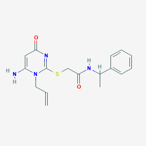 2-{[6-amino-4-oxo-1-(prop-2-en-1-yl)-1,4-dihydropyrimidin-2-yl]sulfanyl}-N-(1-phenylethyl)acetamide