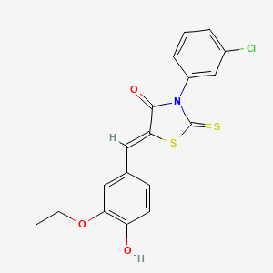 molecular formula C18H14ClNO3S2 B2608154 (Z)-3-(3-chlorophenyl)-5-(3-ethoxy-4-hydroxybenzylidene)-2-thioxothiazolidin-4-one CAS No. 1198159-46-4
