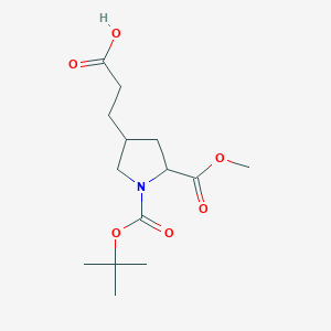 molecular formula C14H23NO6 B2608160 3-(1-(tert-Butoxycarbonyl)-5-(methoxycarbonyl)pyrrolidin-3-yl)propanoic acid CAS No. 1822533-03-8