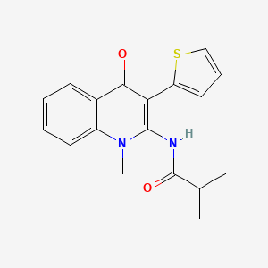 molecular formula C18H18N2O2S B2608162 2-methyl-N-(1-methyl-4-oxo-3-thiophen-2-ylquinolin-2-yl)propanamide CAS No. 896838-38-3