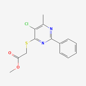 Methyl 2-[(5-chloro-6-methyl-2-phenyl-4-pyrimidinyl)sulfanyl]acetate