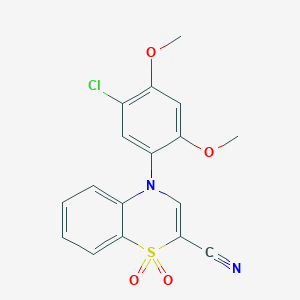 molecular formula C17H13ClN2O4S B2608169 4-(5-chloro-2,4-dimethoxyphenyl)-4H-1,4-benzothiazine-2-carbonitrile 1,1-dioxide CAS No. 1207032-10-7