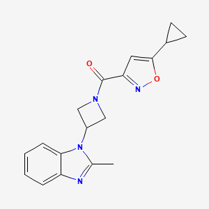 molecular formula C18H18N4O2 B2608170 (5-Cyclopropyl-1,2-oxazol-3-yl)-[3-(2-methylbenzimidazol-1-yl)azetidin-1-yl]methanone CAS No. 2380078-57-7