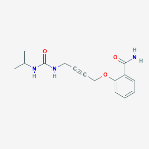 molecular formula C15H19N3O3 B2608180 2-((4-(3-异丙基脲基)丁-2-炔-1-基)氧基)苯甲酰胺 CAS No. 1448065-66-4
