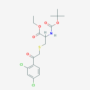 molecular formula C18H23Cl2NO5S B2608189 Ethyl 2-[(tert-butoxycarbonyl)amino]-3-{[2-(2,4-dichlorophenyl)-2-oxoethyl]sulfanyl}propanoate CAS No. 1101162-97-3