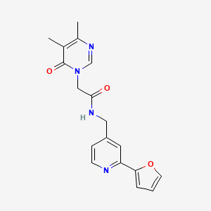 molecular formula C18H18N4O3 B2608195 2-(4,5-二甲基-6-氧代嘧啶-1(6H)-基)-N-((2-(呋喃-2-基)吡啶-4-基)甲基)乙酰胺 CAS No. 2034266-71-0