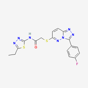 molecular formula C17H14FN7OS2 B2608200 N-(5-ethyl-1,3,4-thiadiazol-2-yl)-2-((3-(4-fluorophenyl)-[1,2,4]triazolo[4,3-b]pyridazin-6-yl)thio)acetamide CAS No. 852374-21-1